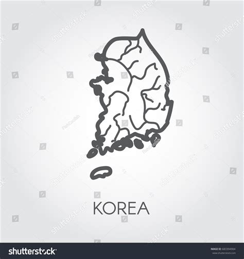 South Korea Contour Map Simplicity Icon Stock Vector Royalty Free