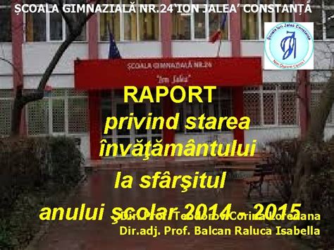 Coala Gimnazial Nr Ion Jalea Constana Raport Privind