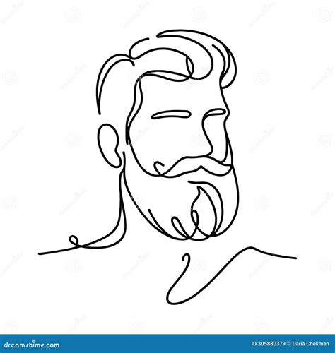 Continuous One Line Drawing Of Man Portrait Hairstyle Fashionable Men