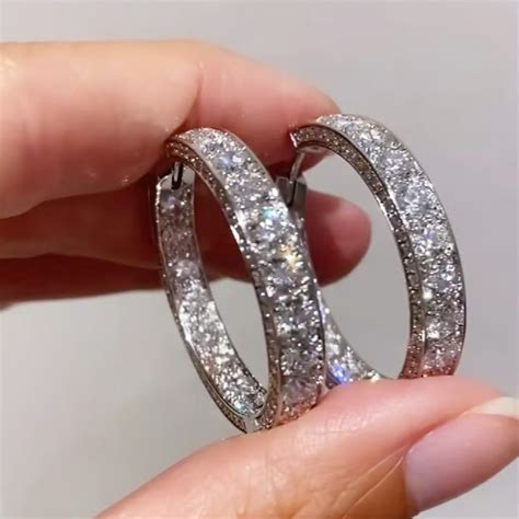 11ctw Round Cut Three Side Hoop Earrings Sayabling