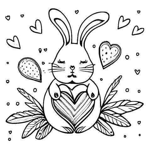 Malvorlage Hase Zum Valentinstag Mit Herzen Creative Fabrica