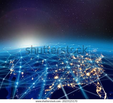 Planet Earth North America City Lights Stock Illustration 2023125170