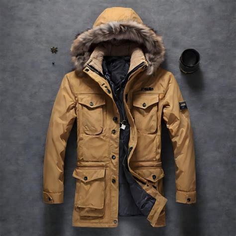 Premium AI Image Parka Coat Beige Men