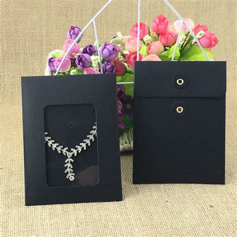 50Set Kraft Paper Jewelry Bags Necklace Cards Blank Jewelry Displays