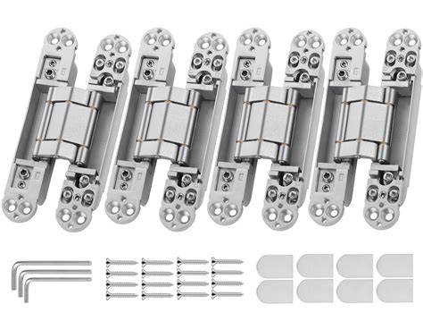 Upgraded Invisible Door Hinges (4 pcs) -6 Inch Sliver Hidden Hinges for