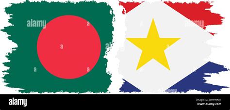 Saba And Bangladesh Grunge Flags Connection Vector Stock Vector Image