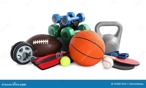 Set Of Different Sports Equipment On Background Stock Photo Image Of