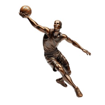 D Bronze Basketball Player Figure Doing Slam Dunk Pose D Gold