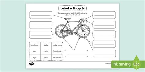 Parts Of A Bicycle Labeling Activity Teacher Made Twinkl 45 Off