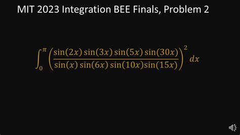 MIT 2023 Integration BEE Problem 2 YouTube