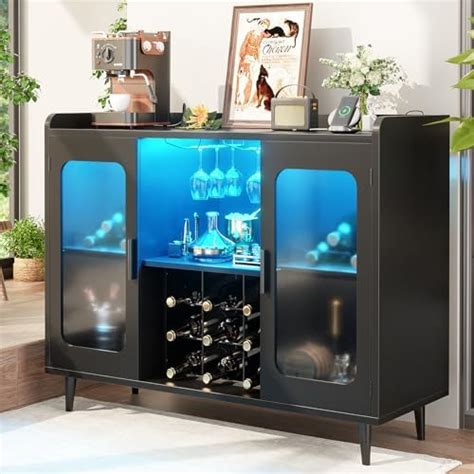 Amazon YITAHOME Bar Table Cabinet With Power Outlet LED Bar