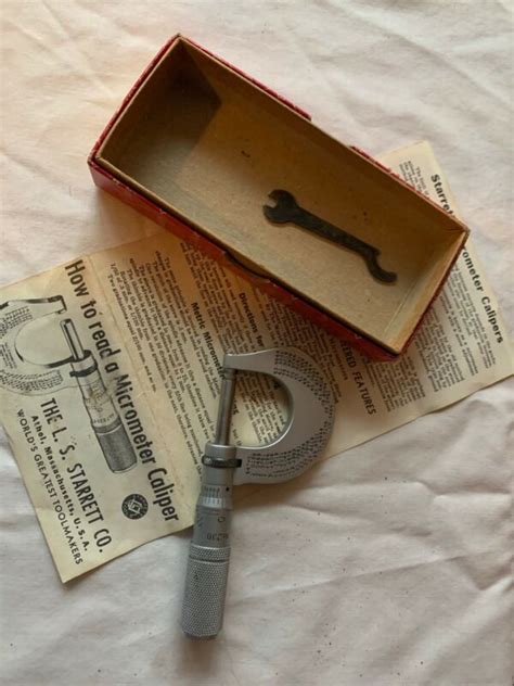 VINTAGE STARRETT MICROMETER CALIPER No 230 1 WITH ORIGINAL BOX GREAT