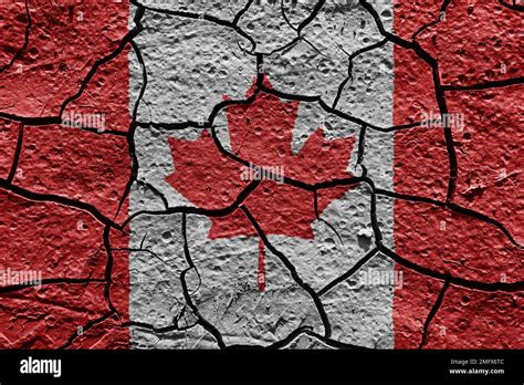 Canada Flag On A Mud Texture Of Dry Crack On The Ground Stock Photo Alamy