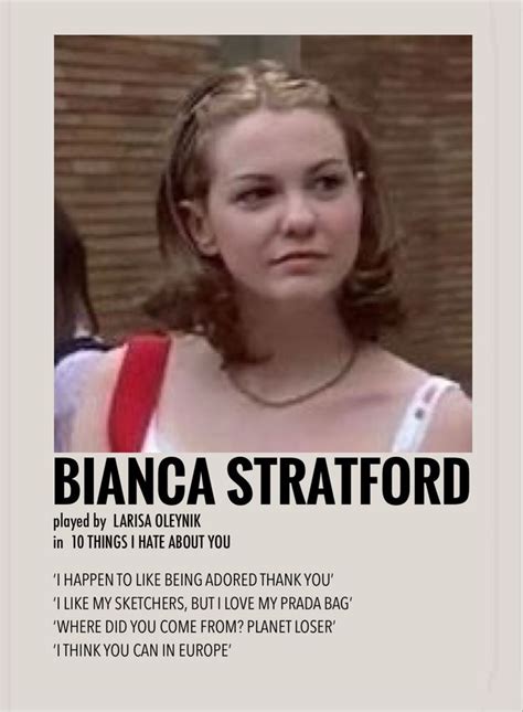 Bianca Stratford By Millie Movie Character Posters Film Posters