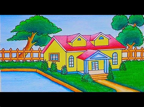 House Drawing / How To Draw Beautiful House With colour | House Drawing ...