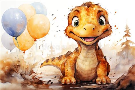 Cute Dinosaur Watercolor Stock Illustrations Cute Dinosaur