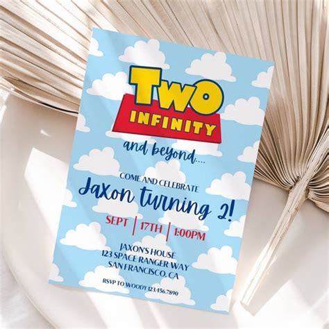 Two Infinity And Beyond Birthday Invitation 2nd Birthday Toy Etsy