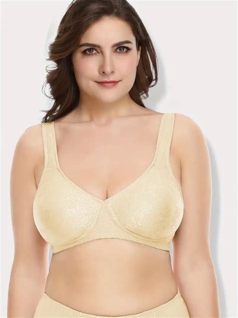 Plus Size Floral Jacquard Push Seamless Bra Women S Plus Temu