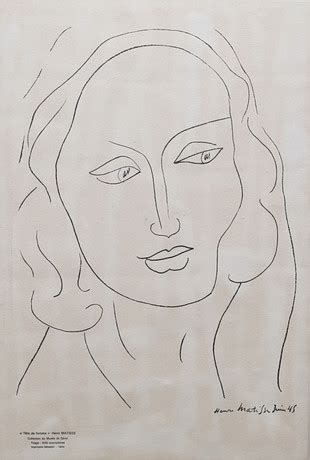 Henri Matisse Efter Tete De Femme Litografi Utgiven I