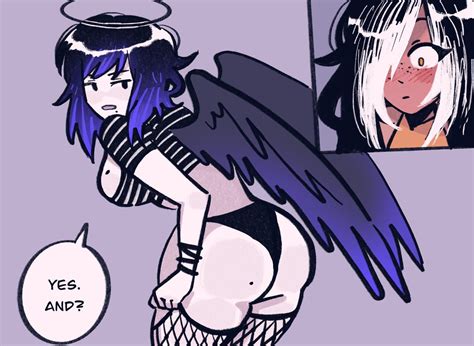 Rule Angel Angel Wings Ass Big Ass Black Panties Blush Comic Panel Curvy Curvy Female Curvy