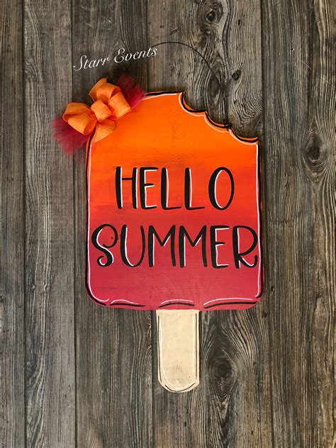 Hello Summer Door Hanger Popsicle Door Hanger Welcome Door Etsy