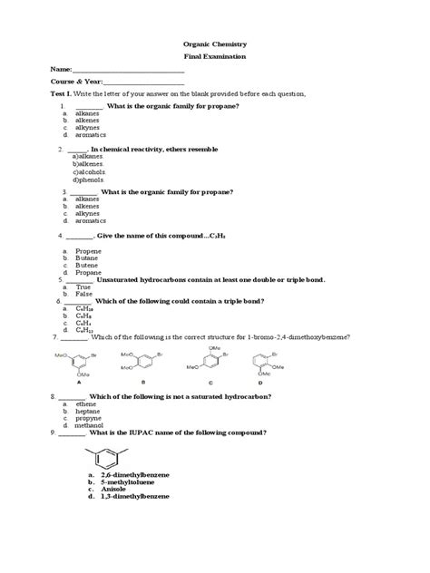 Organic Chem Final Exam Pdf