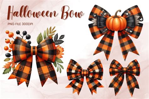 Coquette Halloween Bow Watercolor Clipart Spooky