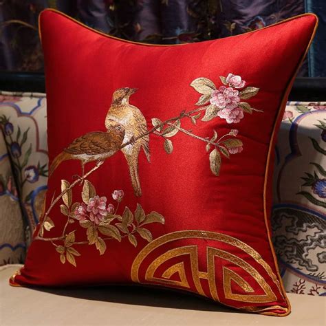 Amazon RUYII Faux Silk Silky Satin Throw Pillow Cover Embroidery