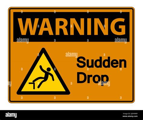 Warning Sudden Drop Symbol Sign On White Background Vector Illustration