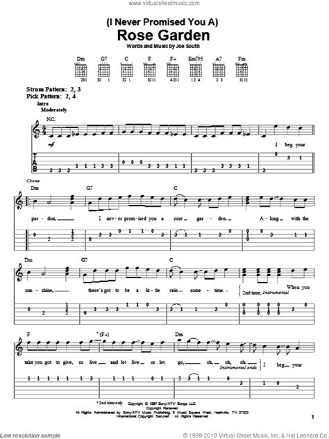 Rose Garden Sheet Music For Guitar Solo Easy Tablature Pdf