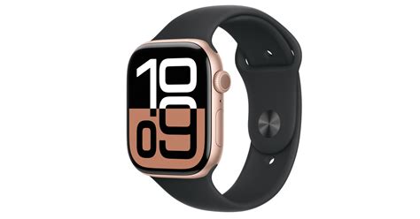 Buy Apple Watch Series 10 Gps Cellular 46mm Rose Gold Aluminum Case With Black Sport Band M