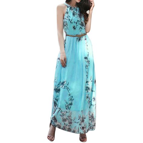 Idall Summer Dresses Maxi Dresses Womens Summer Bohemian Print Chiffon