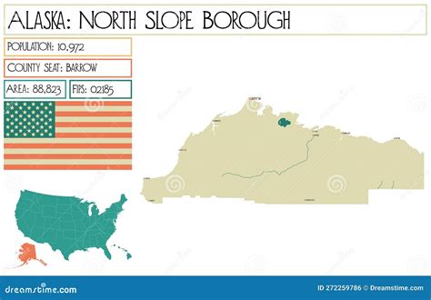 Map of North Slope Borough in Alaska, USA. Stock Vector - Illustration ...