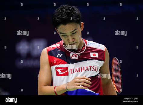 Japanese Professional Badminton Player Kento Momota Competes Against