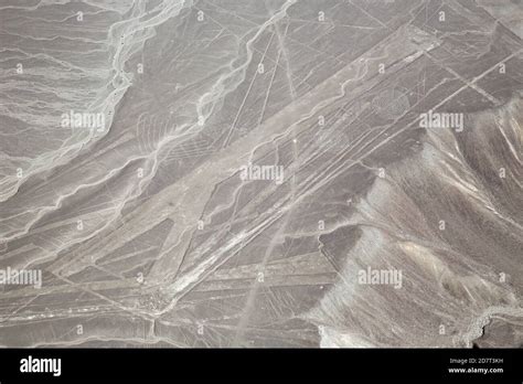 Vista aérea de los geoglifos de Nazca Nazca Perú Fotografía de stock