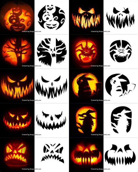 Scary Pumpkin Patterns Carving Stencils