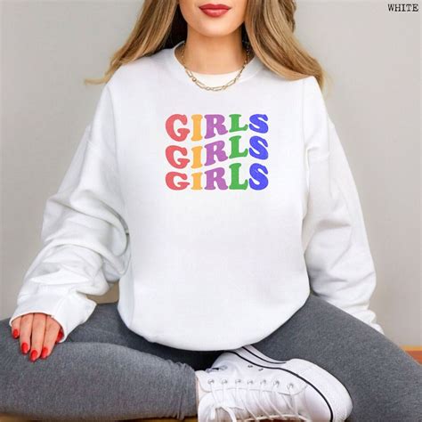 Lgbt Sweatshirt Girls Girls Girls Funny Lesbian Gay Pride Sweater Queer Girls Crewneck Pride