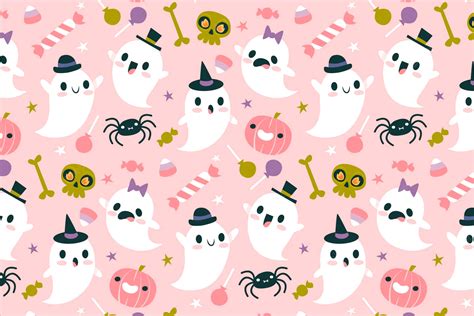 Download Cute Ghosts Pink Girly Halloween Wallpaper | Wallpapers.com