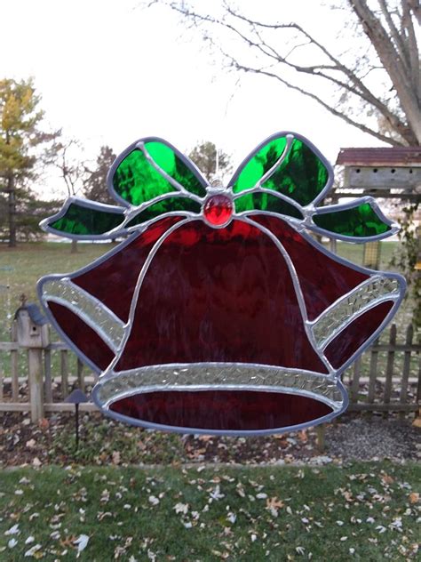 Stained Glass Christmas Bells Ornament Suncatcher Stained Glass