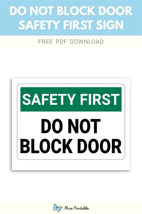 Printable Do Not Block Door Safety First Sign Template Signs