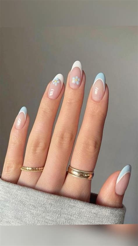 Blue And White French Tip Nails Artofit