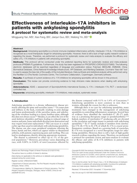 Pdf Effectiveness Of Interleukin 17a Inhibitors In Patients With