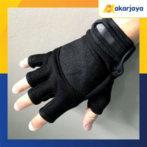 Jual Sarung Tangan Motor Half Finger Setengah Jari Hitam Gym Fitness