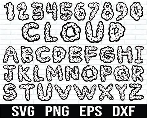 Cloud Letters And Numbers Svg Bundle Cloud Svg Bundle Cloud Font Svg