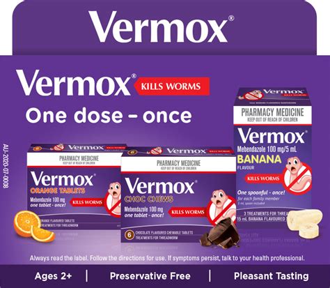 Buy Vermox Worming Treatment Orange Tablets 6 Tablets Online at Chemist ...