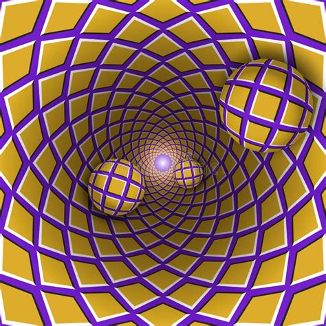 Visual Illusion Illustration. a Ball is Moving on Rotating Yellow ...