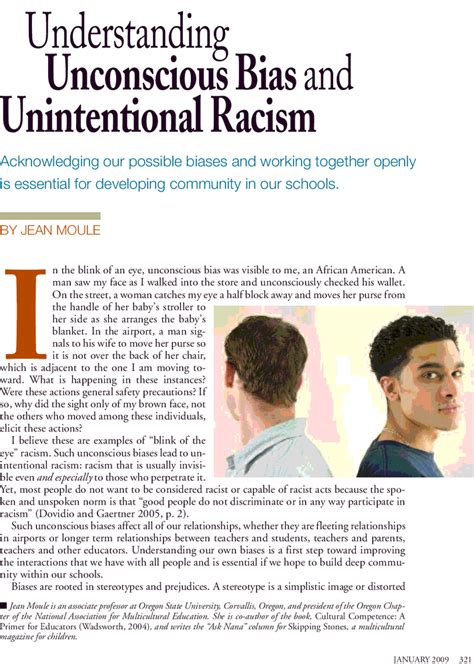 Understanding Unconscious Bias And Unintentional Racism Jean Moule 2009