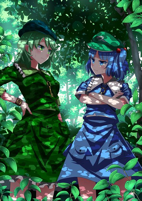 Safebooru 2girls Absurdres Aqua Headwear Blue Eyes Blue Hair Blue