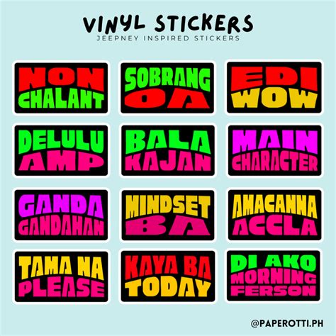 Jeepney Signboard Inspired Stickers Funny Filipino Phrases Pinoy