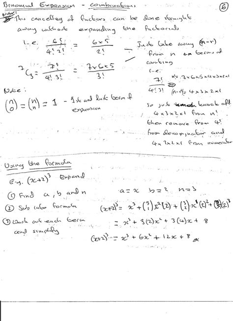 Binomial Expansion Combinations Alevelmathematicsnotes
